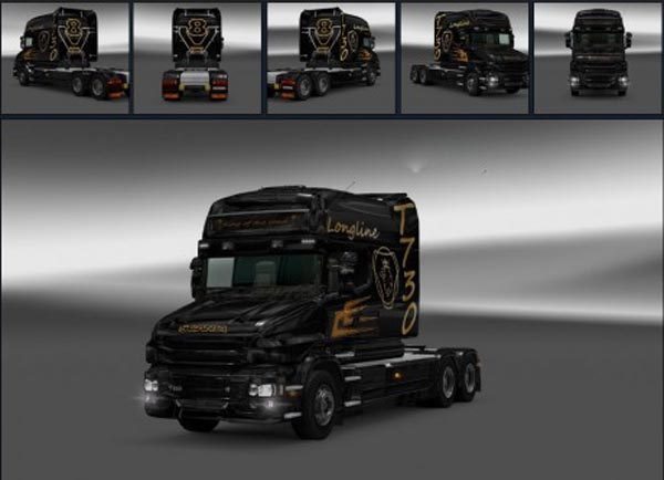Scania T mod Black & Gold Longline skin